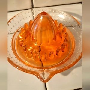 Vintage Amber Yellow and Clear Depression Glass Juicer